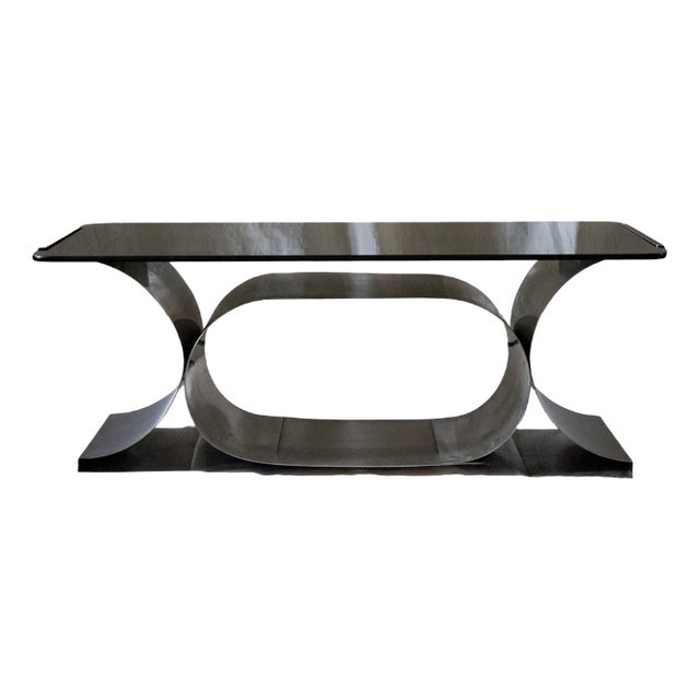 Steel and Smoked Glass Coffee Table by Franco Costalonga for Mimo Leone & Co., 1970s For Sale