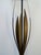 Mid Century Modern Currey & Co Neilos Floor Lamp. Large linen shade with a sculptural brass leaf like metal frame on a...