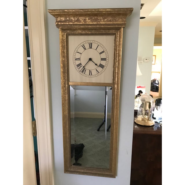 Glass Gilt Wood Clock and Mirror Long For Sale - Image 7 of 7