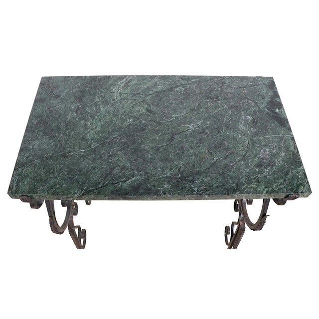 Metal Gothic Revival Spanish Style Marble Top Wrought Iron Base Table Circa 1900-1930 For Sale - Image 7 of 13