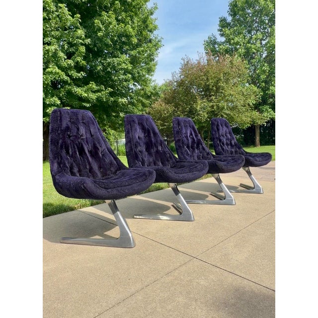 1960s Vladimir Kagan Sculpta Swivel Unicorn Chairs by Chromcraft Star Trek - Set of 4 For Sale - Image 9 of 12