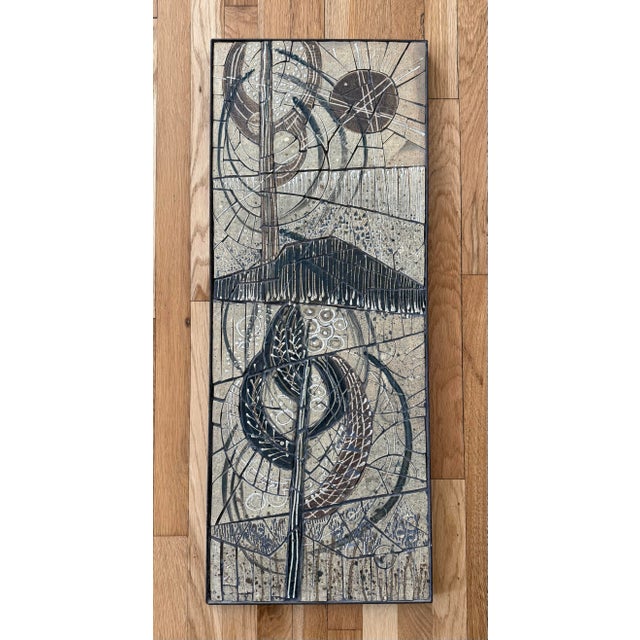 Mid-Century Modern Vintage Mid Century Ceramic Tile Mosaic Wall Art For Sale - Image 3 of 12