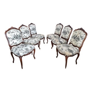 19th Century French Louis XV-Style Dining Chairs, Assembled Set of 6 For Sale
