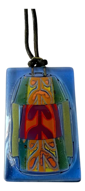 Vintage Frances and Michael Higgins American Modernist Glass Pendant Necklace