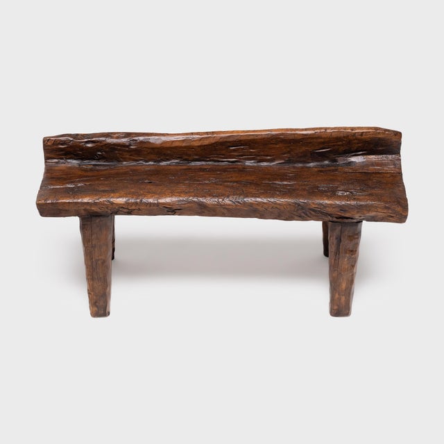Rustic Hewn Log Bench For Sale - Image 4 of 5
