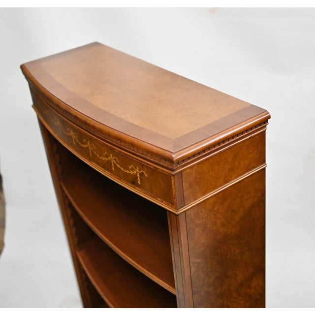 Walnut Bookcases with Open Front & Sheraton Inlay, Set of 2 For Sale - Image 11 of 15