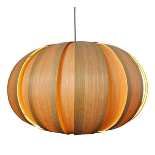 Large Mid-Century Veneer Pendant, Denmark, 1960s For Sale