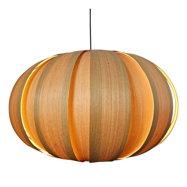 Large Mid-Century Veneer Pendant, Denmark, 1960s For Sale