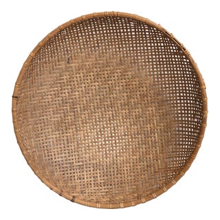 Vintage Mid-20th Century Handwoven Chinese Winnowing Basket For Sale