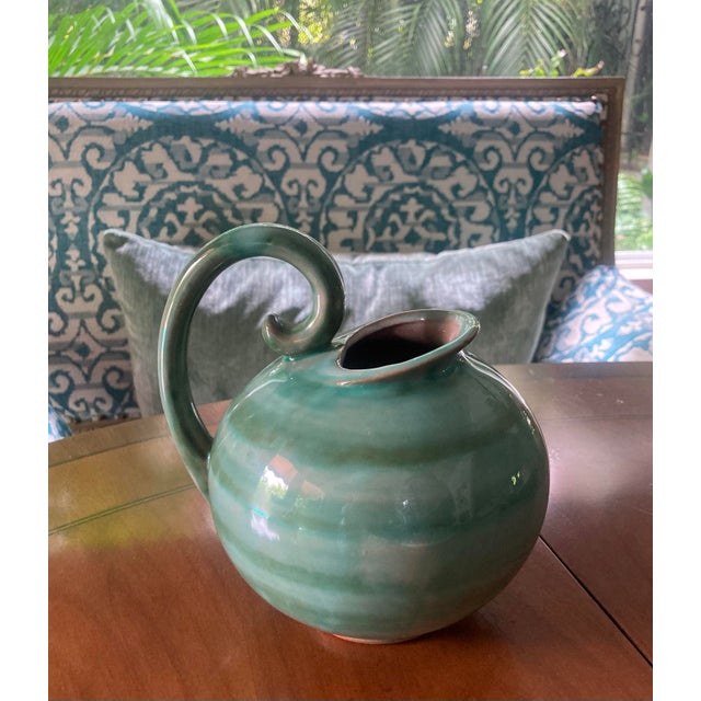 Original Vintage Handmade Stangl Pottery Ball Pitcher Jug. This has a lovely Green Glaze and perfect accent to a summer...