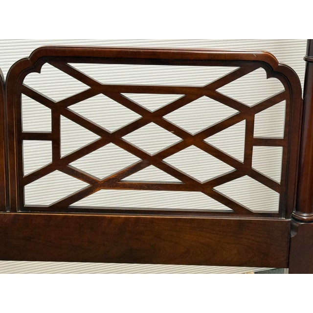 Queen Size Circa 1980's Chinese Chippendale Poster Bed Frame For Sale - Image 9 of 11
