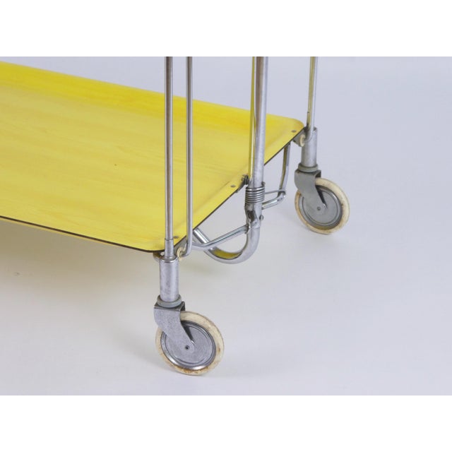 Vintage Yellow Foldable Bar Cart in Chrome Metal, 1960s For Sale - Image 6 of 10