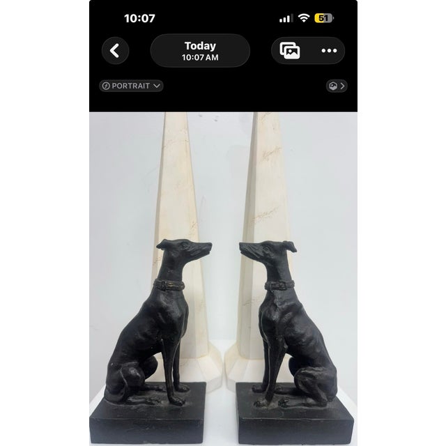 Late 20th Century Pair of Cast Iron Greyhound Dog Bookends With Bronze Finish For Sale In West Palm - Image 6 of 6
