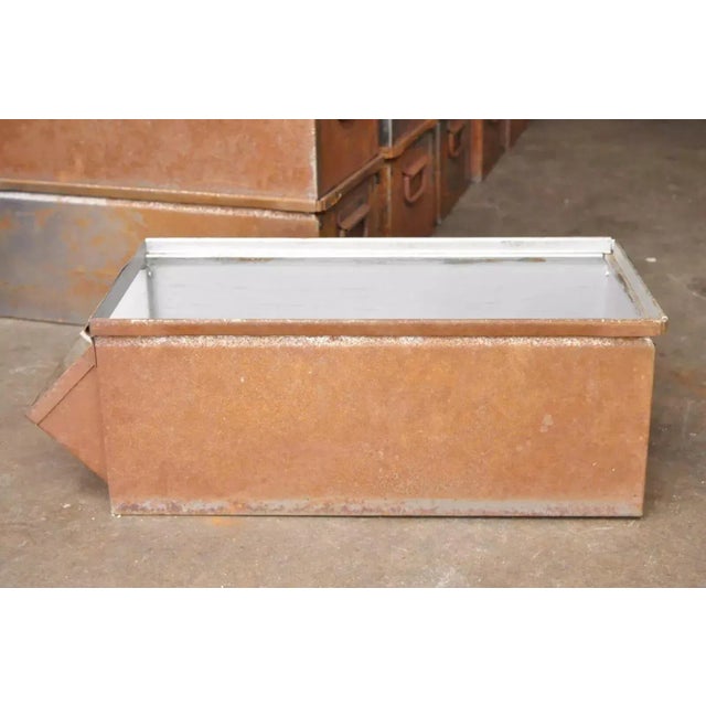 Vintage Lyon Aurora Il Steel Metal American Industrial 23" Stackable Storage Bin For Sale - Image 4 of 12