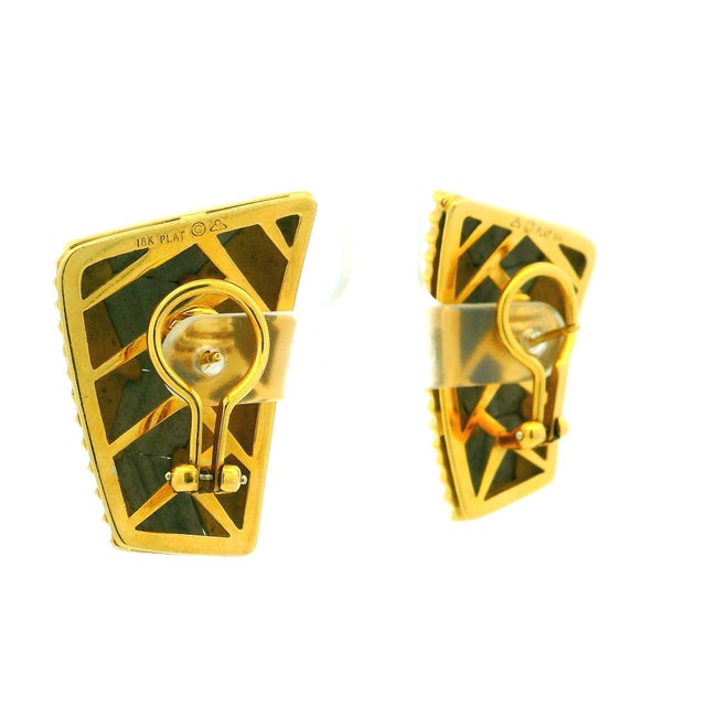 Metal 1990s Pair of Michael Bondanza “Heatwave” Platinum & 18k Gold Sculptural Earrings For Sale - Image 7 of 10