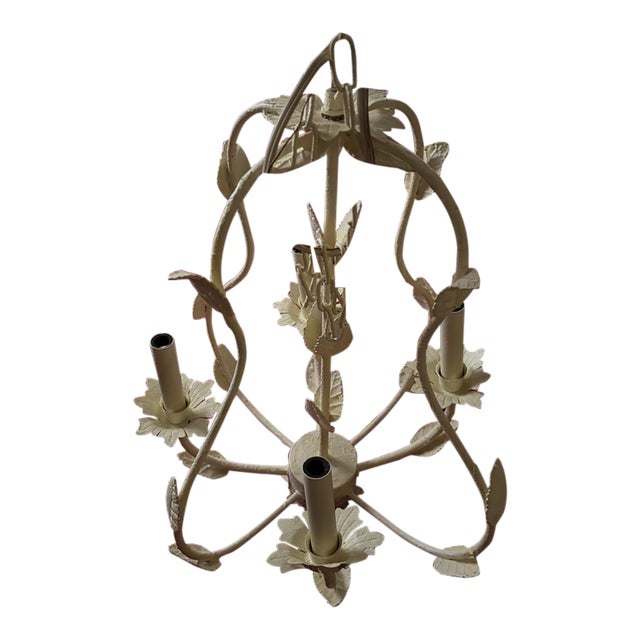 Vintage Wendy Bellissimo Teaberry 4 Light Shabby Chic Chandelier For Sale