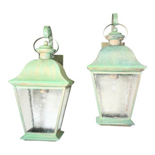 Pair of Vintage Solid Brass Lanterns - Timeless Elegance for Your Home For Sale