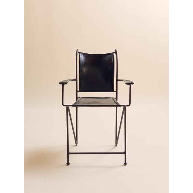 Ilana Goor The Vintage Spanish Wrought Iron & Leather Scroll-Back Armchair, Pair For Sale - Image 4 of 17