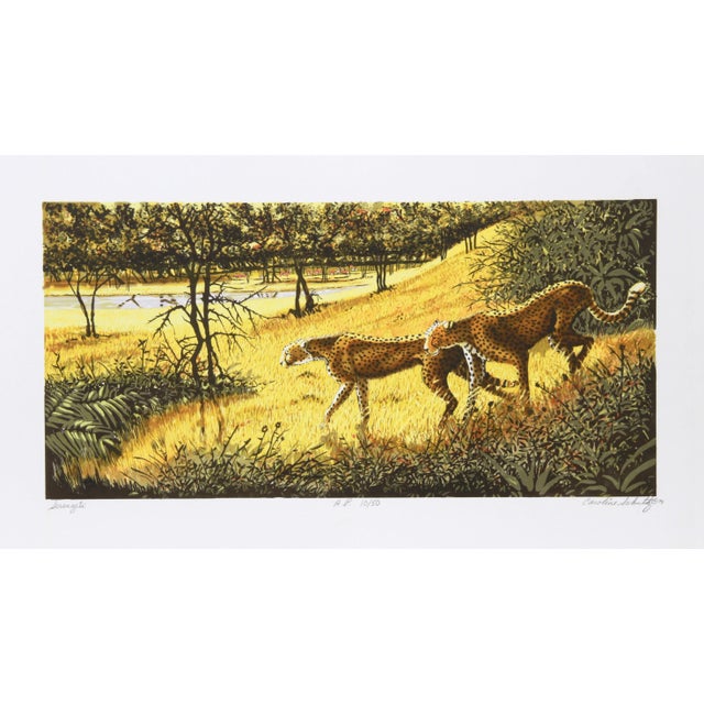 Figurative 1980s "Serengeti" Lithograph by Caroline Schultz For Sale - Image 3 of 3