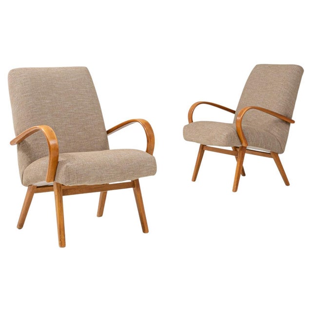 1950s Czech Upholstered Armchairs By J. Halabala - A Pair For Sale - Image 15 of 18