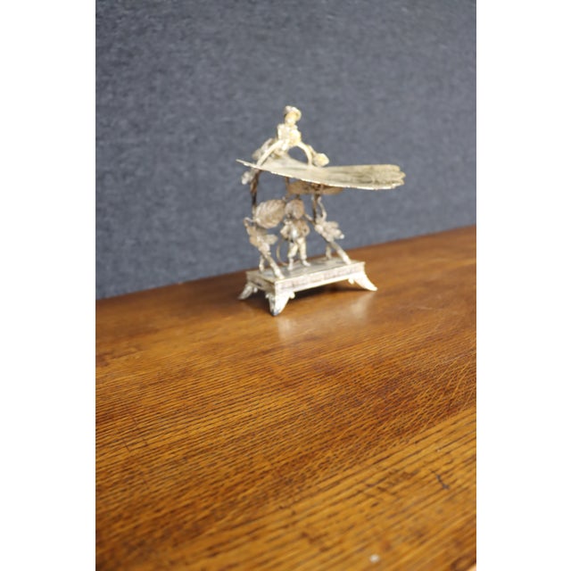 Victorian Figural Silver-Plate Tazza With Engraved Floral Tray For Sale In Philadelphia - Image 6 of 18