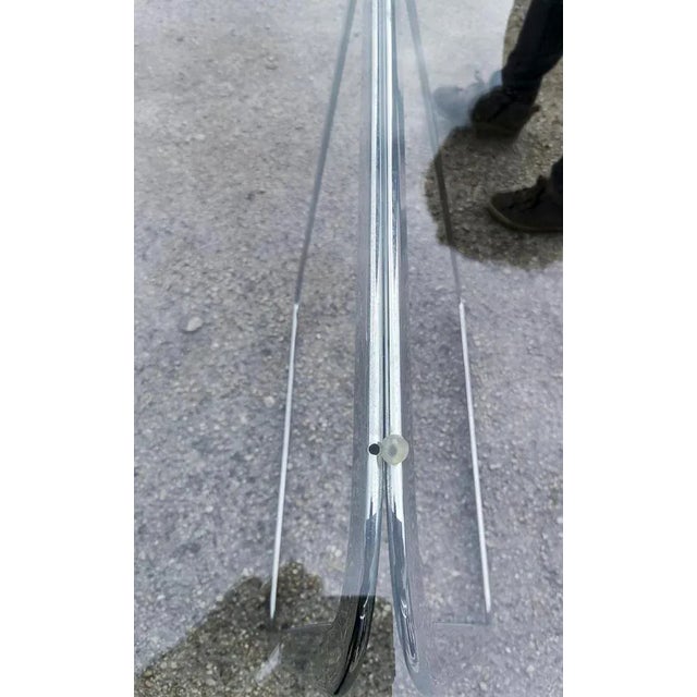 Table with Tempered Crystal Top & Chromed Lockable Legs, Italy, 1990 For Sale - Image 6 of 18