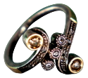 Gold and Silver Ring with Chips and Crowned Diamonds