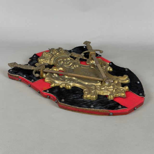 Shield Heraldic Coat of Arms in Wood and Velvet with Brass by Ignoto for Ignoto For Sale - Image 4 of 11