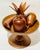 Mid Century MCM Wooden Fruit and Pedestal Bowl. Monkey Pod Fruit, Wood Centerpiece For Sale - Image 9 of 9