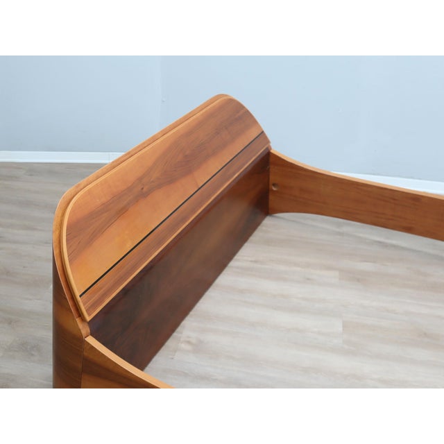 Italian Curved Walnut Bed Frame with Storage Headboard, 1970s For Sale - Image 10 of 18