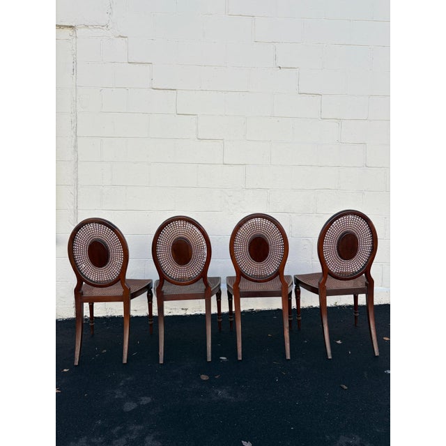 Brown Set of 4 Late 1800s English Adams Hand-Painted Cane-Back Dining Chairs For Sale - Image 8 of 13