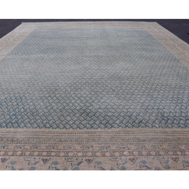 Textile Antique Persian Tabriz Rug With Soft Light Blue Field and Fine Allover Design For Sale - Image 7 of 15