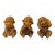 Chinese 3 Pieces Wood Carved Mini Monkey Figures For Sale