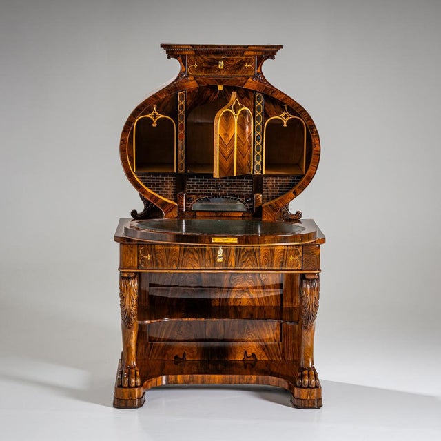 Biedermeier Lyra Secretaire Desk, 1830 For Sale - Image 3 of 12