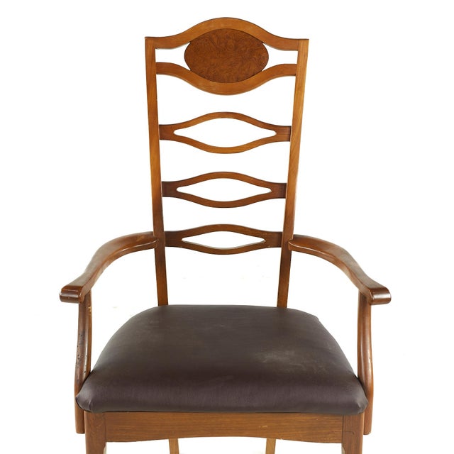 Young Manufacturing Mid Century Walnut and Burlwood Dining Chairs - Set of 6 For Sale - Image 11 of 12