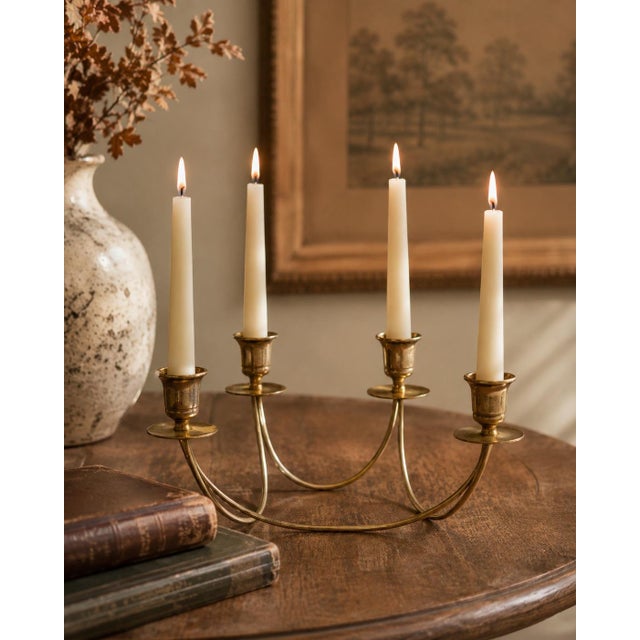 1960s Mid-Century Gold Brass Candle Holder For Sale - Image 5 of 5