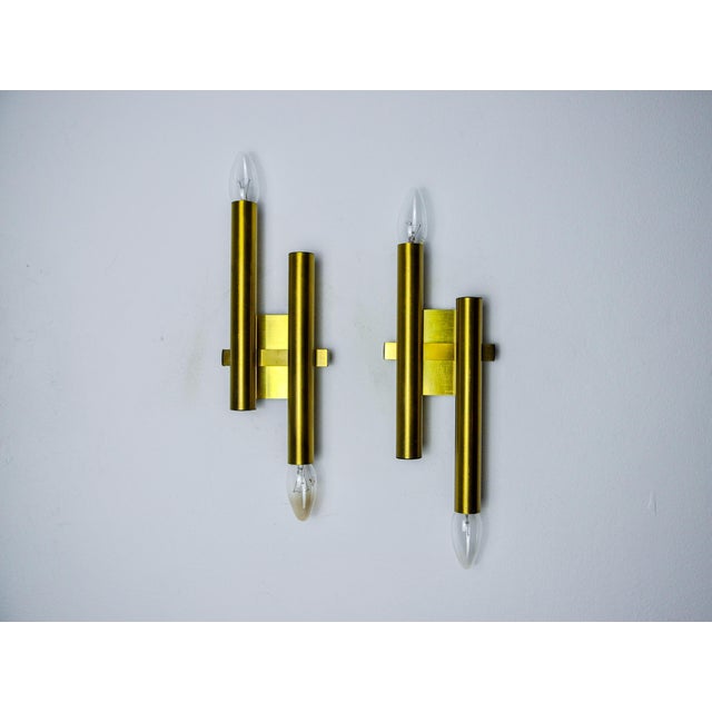 Gold Tubular Wall Lights by Sciolari for Boulanger, Italy, 1970s, Set of 2 For Sale - Image 8 of 8