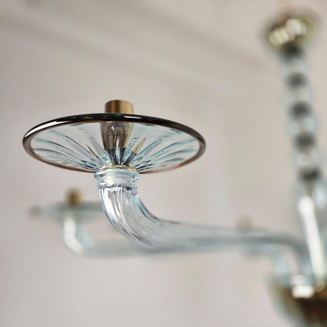 1980s Blue and Brown Murano Glass Chandelier For Sale - Image 11 of 12