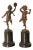 Pair Antique French Bronze Marble Putti Dancing Musicians Statues Sculpture 1860 For Sale