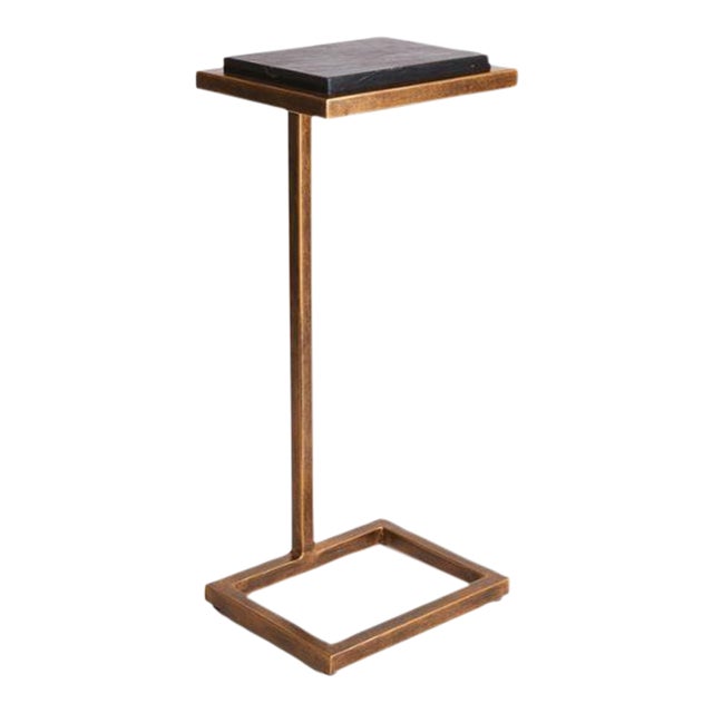 Winston Gold & Black Marble Accent Table For Sale