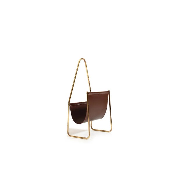 Magazin Holder in Brass and Leather by Carl Auböck for Werkstätte, Denmark, 1950s For Sale - Image 9 of 9