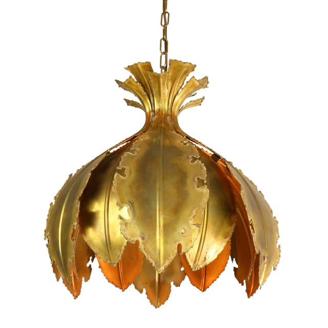Contemporary Brutalist Acid Treated Brass Pendant Lamps by Svend Aage for Holm Sorensen, Set of 2 For Sale - Image 3 of 9
