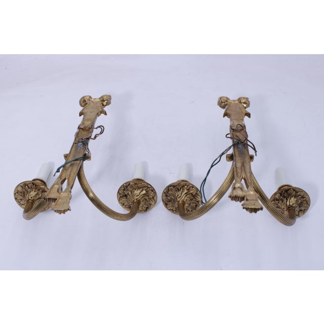 1950s Pair of French Style Brass Electric Sconces For Sale - Image 11 of 11