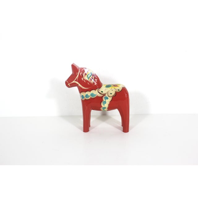 Vintage Swedish Dala Horse by Grannas a Olssons Folk Art Red Orange For Sale - Image 4 of 9