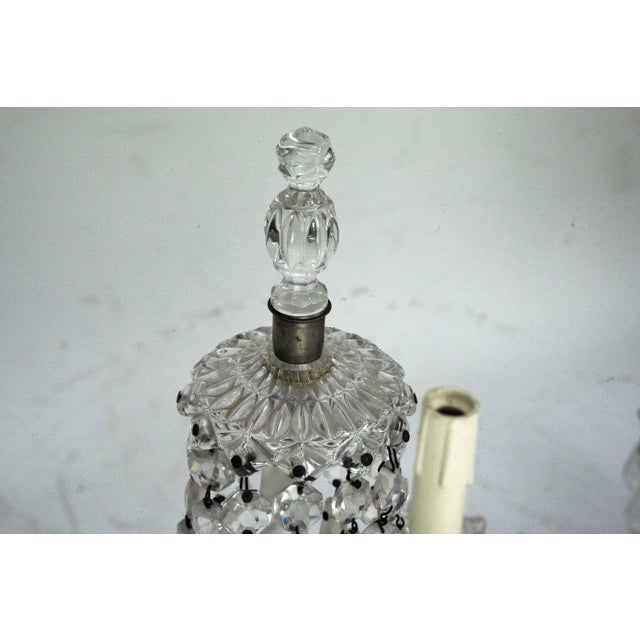 1940s Maria Theresa Crystal Candelabra Table Lamps, Italy, 1940s, Set of 2 For Sale - Image 5 of 18