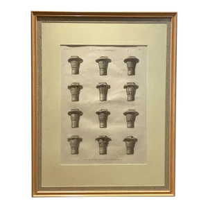 Circa 1810 Engraving of Ancient Egyptian Column Capitals, France