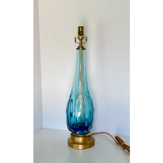 Seguso Blue & Clear Seguso Murano Organic Table Lamp For Sale - Image 4 of 15