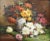 Flowers artwork, antique oil painting, floral vase painting which represents Dahlias and Chrysanthemums. The painting has...