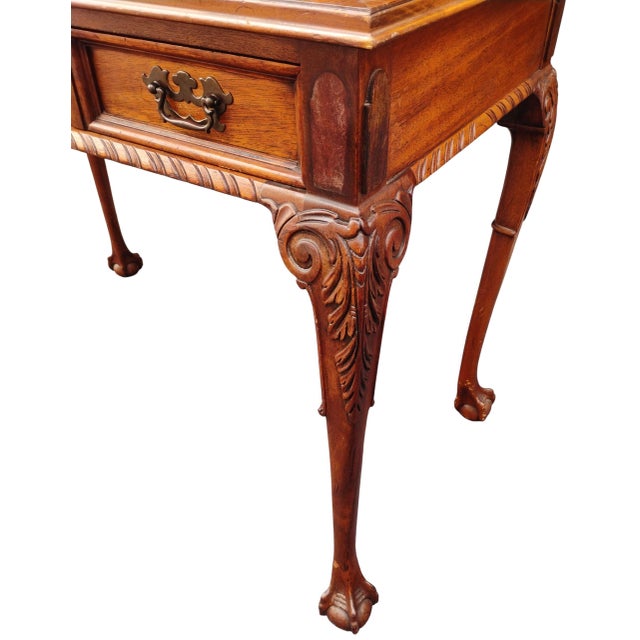 Elegant Chippendale Style Mahogany Writing & Console Table 1920 For Sale - Image 10 of 12