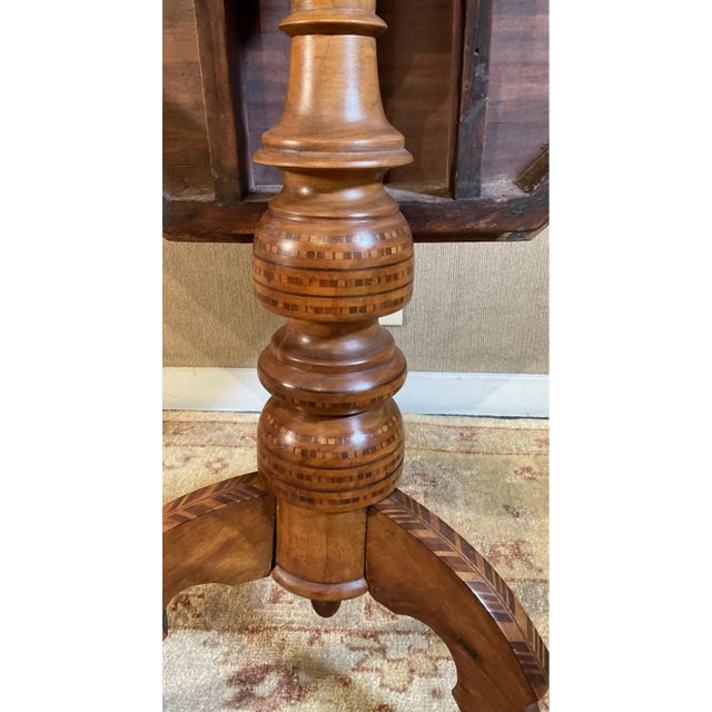 Brown 19th Century Inlaid Tilt-Top Octagonal Tea Table For Sale - Image 8 of 9